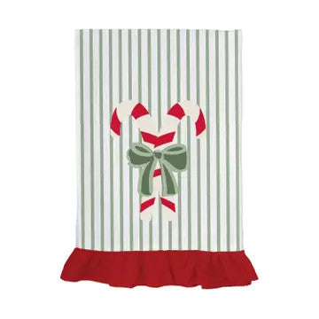 @Tea Towel Candy Cane Embroidered