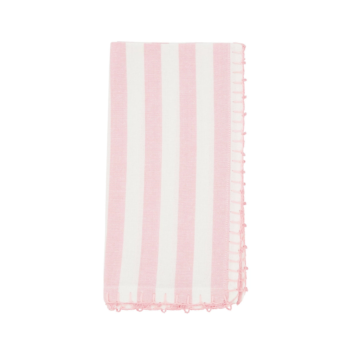 Lively Pompom Border Striped Napkin - Pink