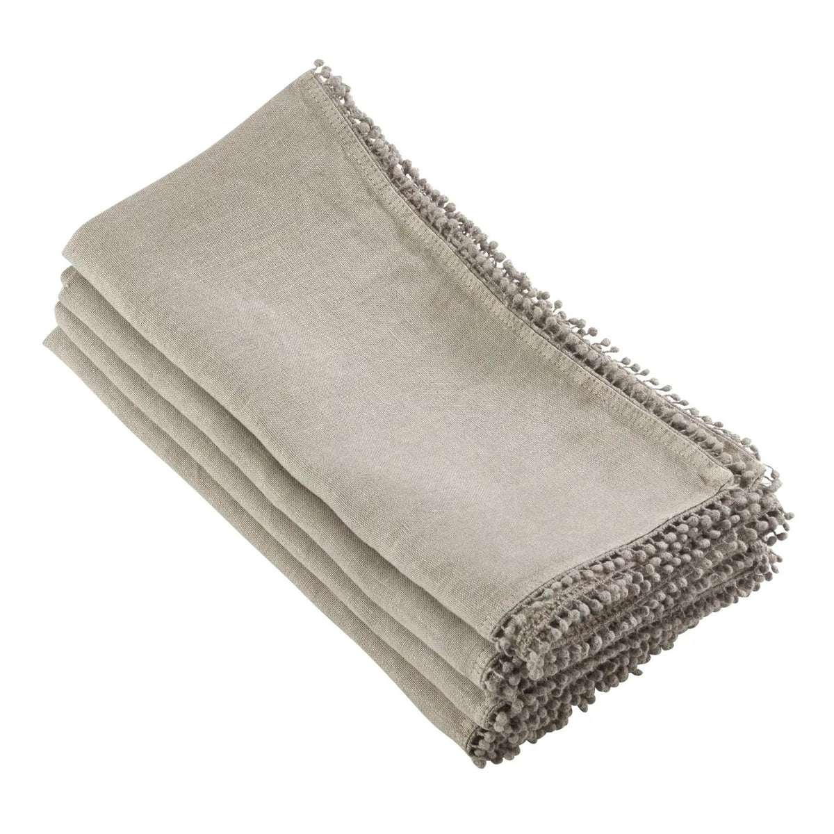 Pompom Border Linen Napkin - Natural