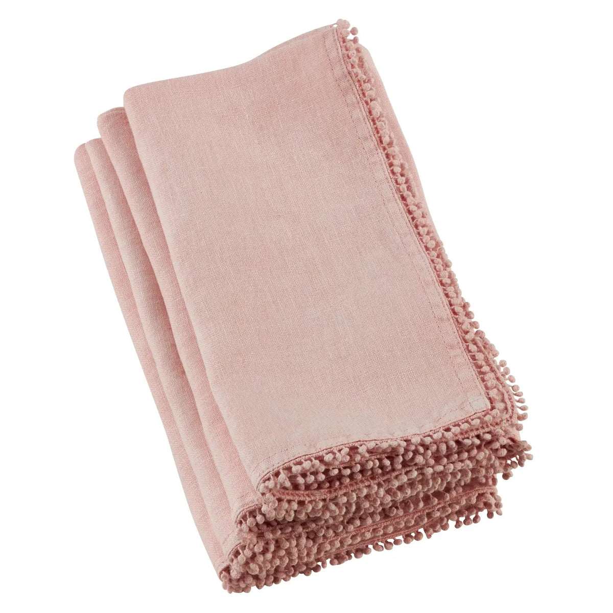 Pompom Border Linen Napkin - Rose