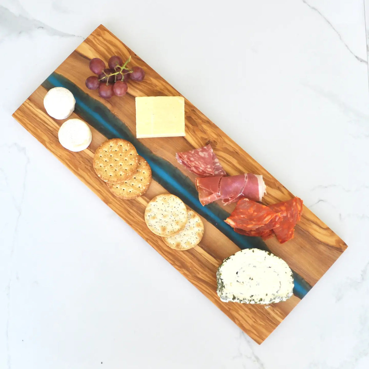 Olive Wood Cutting Board 18X14X1" River of Blue Resin