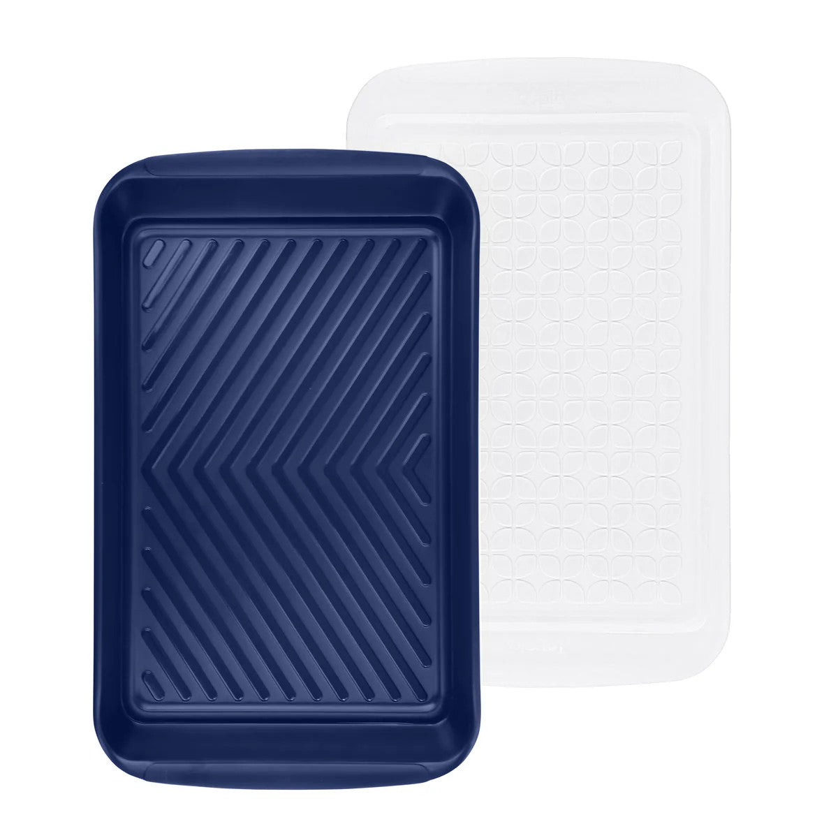Marinade Tray with Lid - 17" Blue & White