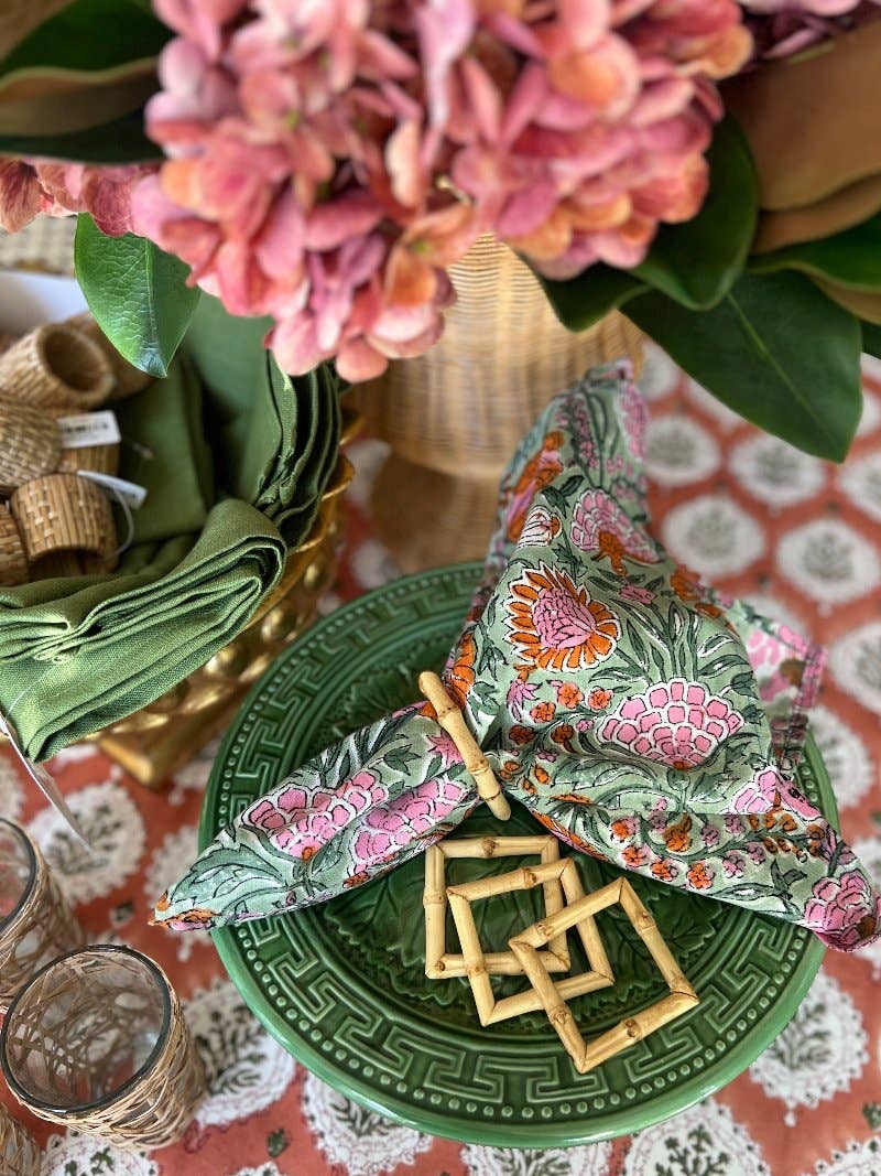 Square Bamboo Napkin Rings- Set of 4
