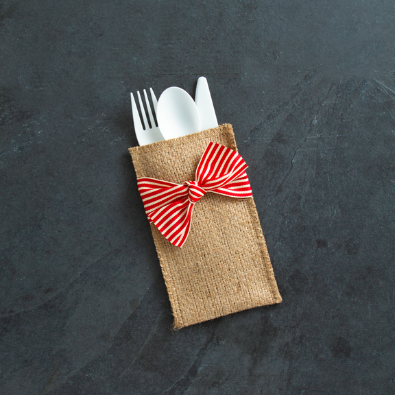 Stripe Hand Tied Ribbons - Red/Cream - Set of 8
