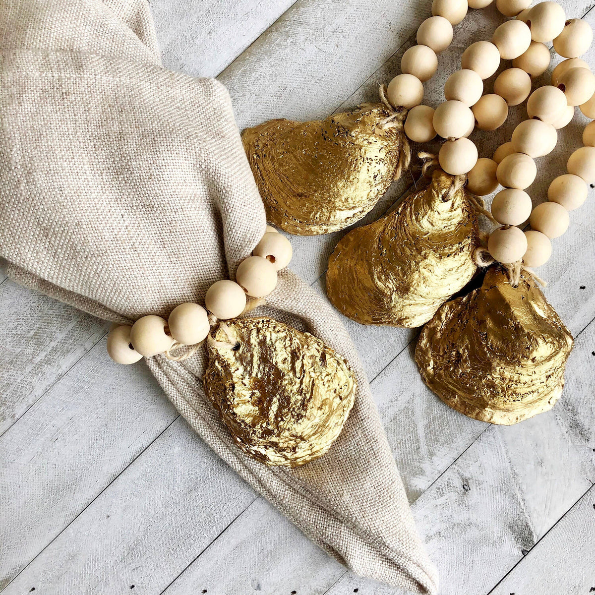 Oyster Shell Napkin Rings | Natural