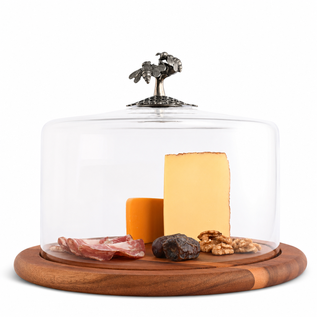 Honey Bee Glass Covered Cheese Wood Board