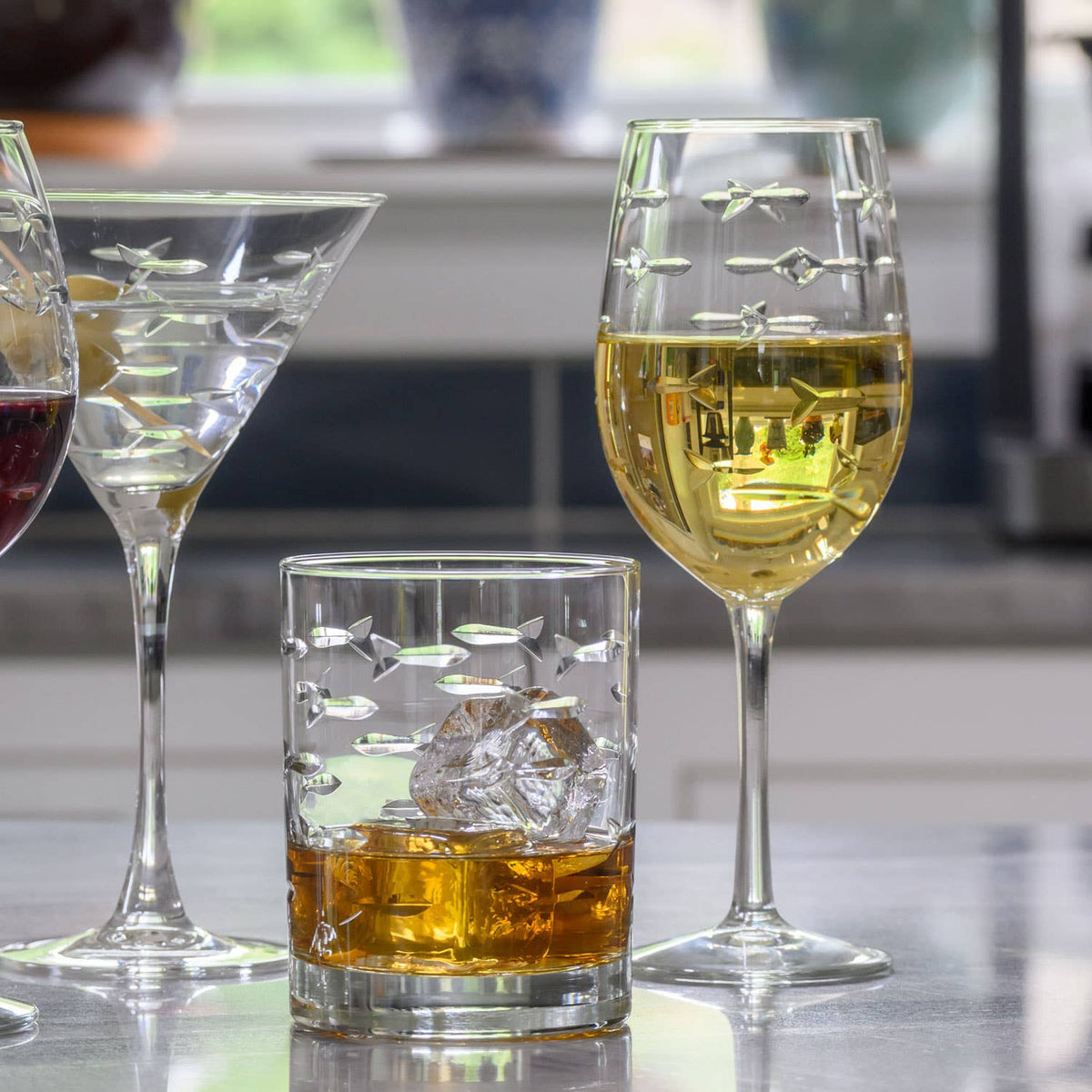 School of Fish Double Old Fashioned Glass 13oz
