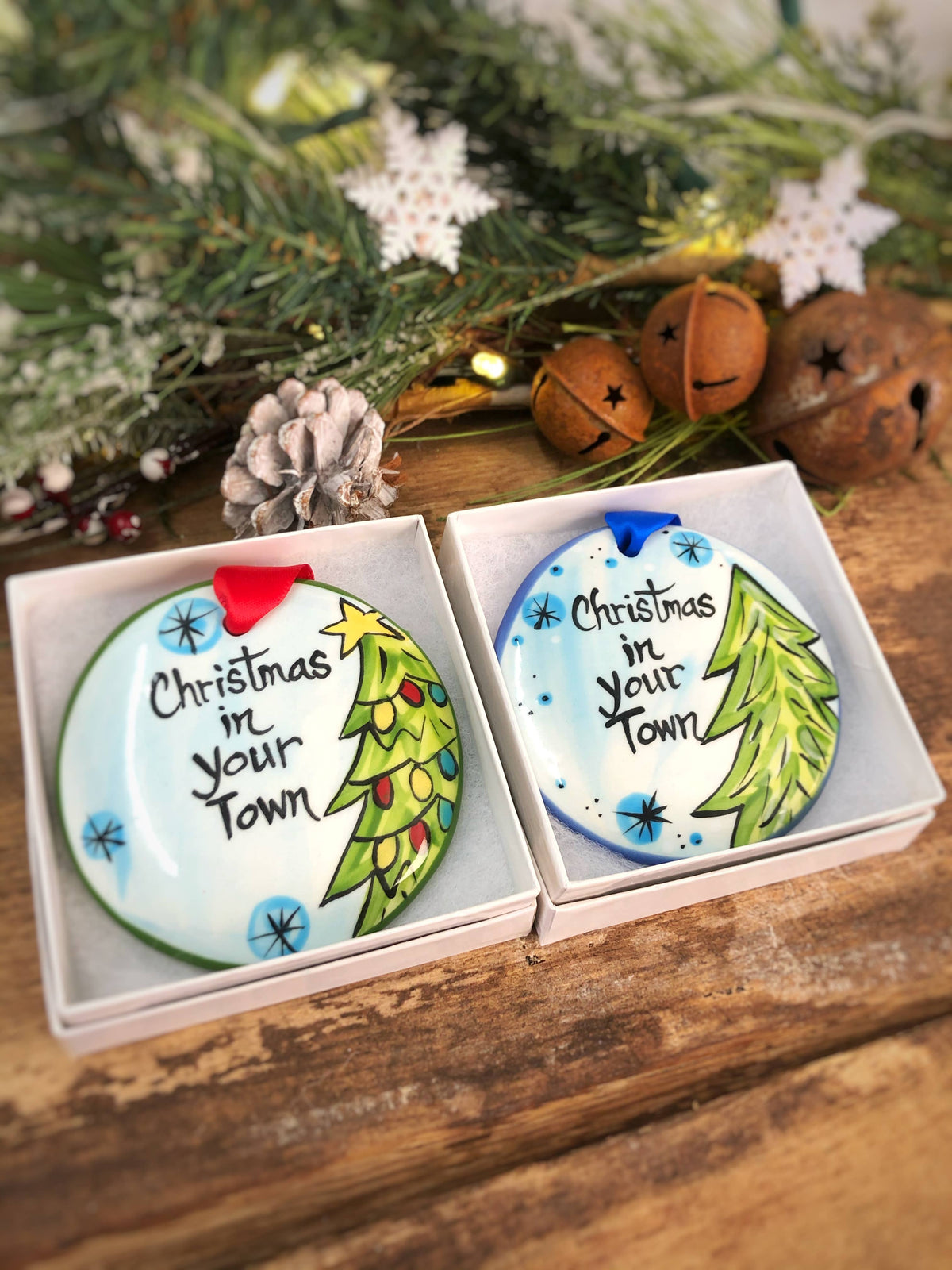 Christmas in Destination Ornament - Hand Painted Ceramic