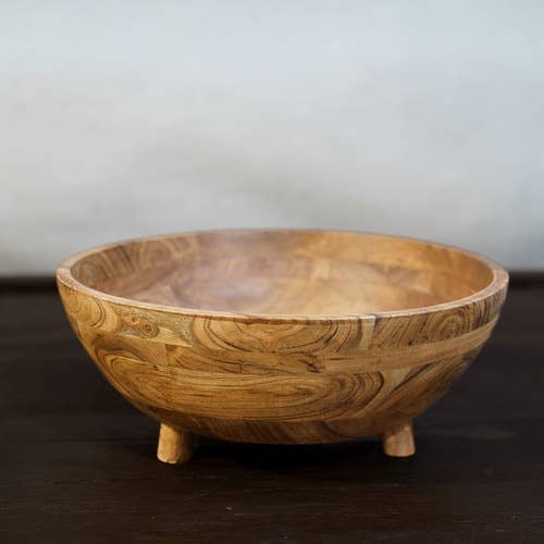 Wood Bowl with Feet - 14"