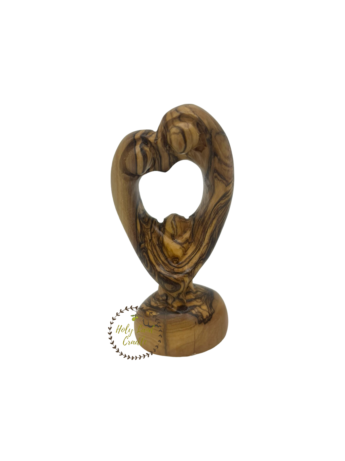 Olive Wood Abstract Holy Family, Heart Shaped