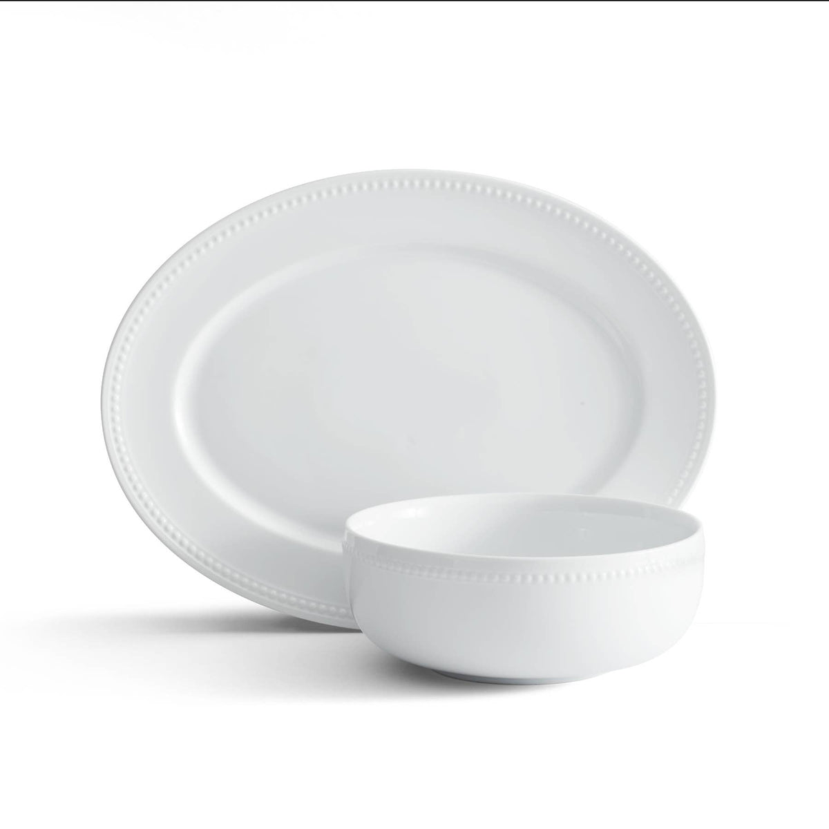 Everyday Wht® Beaded Serve Set Bowl Platter S2 Brown Bx