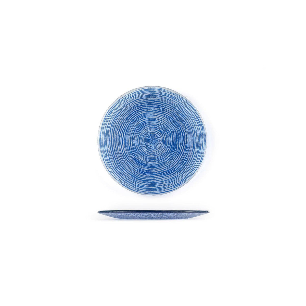 Glass Dinnerware dia.7.75" Round Blue Glass Plate (Set of 2)