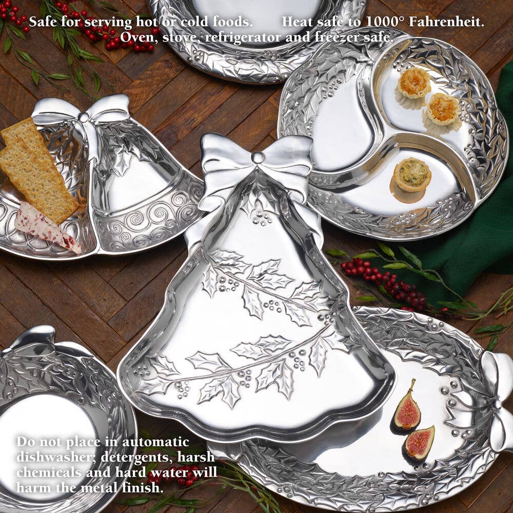 Holly Berries Round Wreath Tray