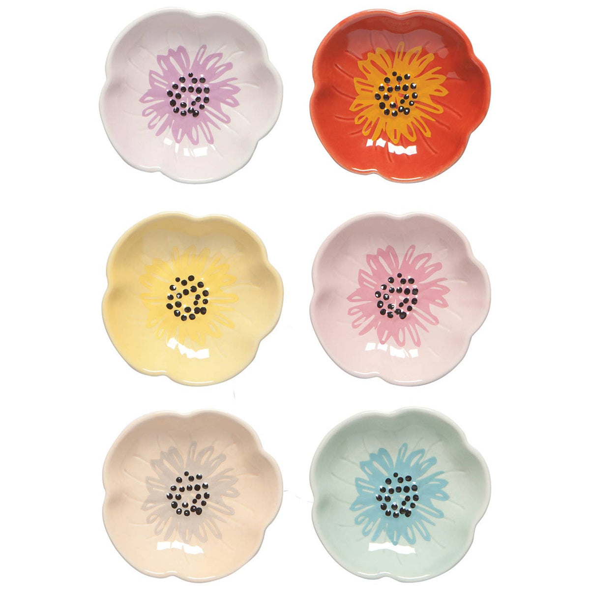 Flower Shaped Pinch Bowl Set of 6