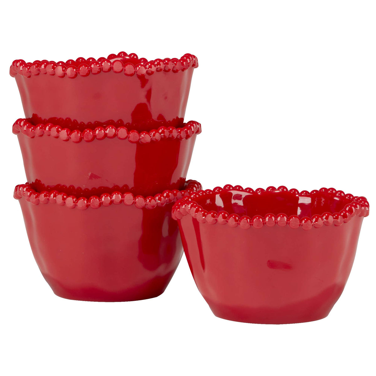 Perlette Red  Set of 4 4.625in Dipping Bowls