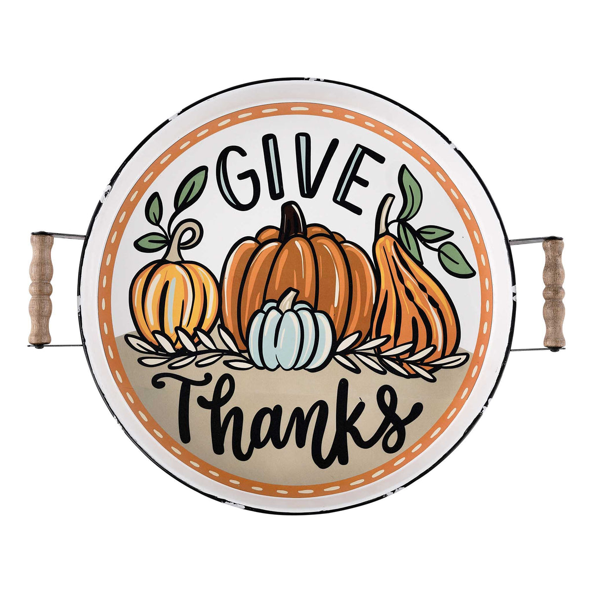 Pumpkin Give Thanks Enamel Tray - Fall Decor