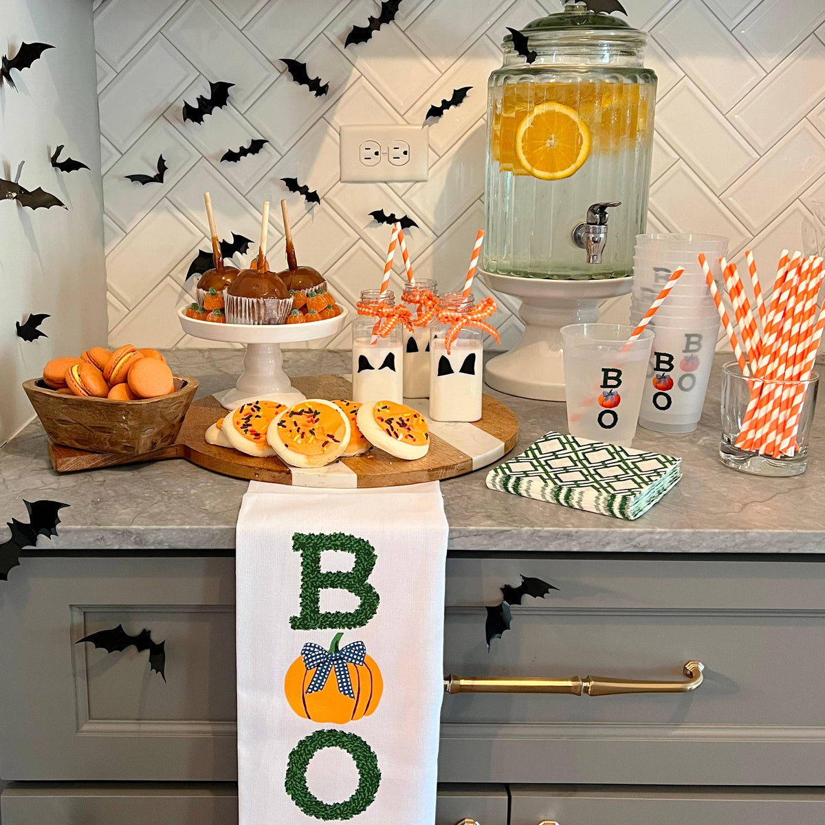 In Stock WH Hostess Cotton Tea Towel | BOO Boxwood