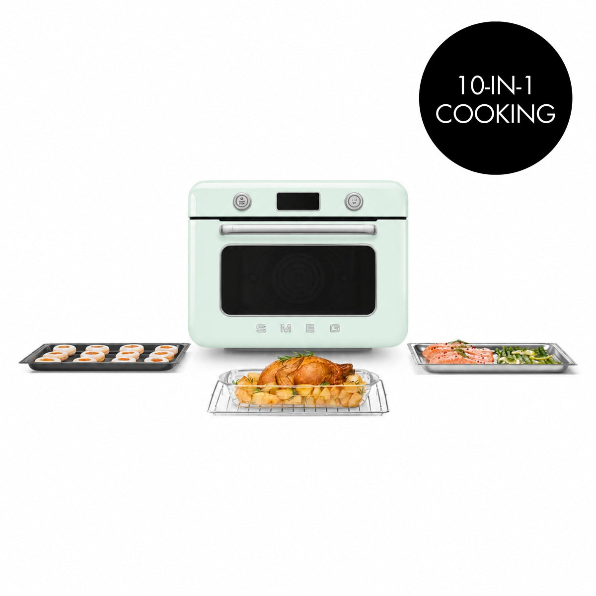 SMEG Countertop Combi Oven with Air Fry and Steam (COF01) – Pastel Green
