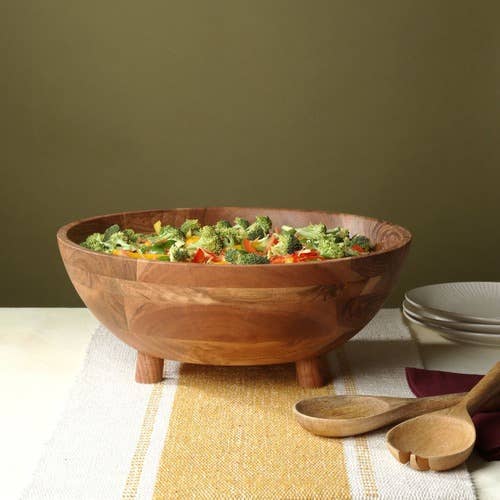 Wood Bowl with Feet - 14"