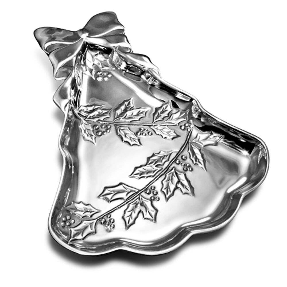 Holly Berries Christmas Tree Tray, 15"