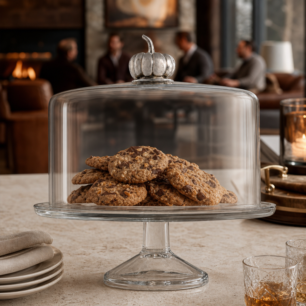 Pumpkin Knob Glass Covered Cake / Dessert Stand