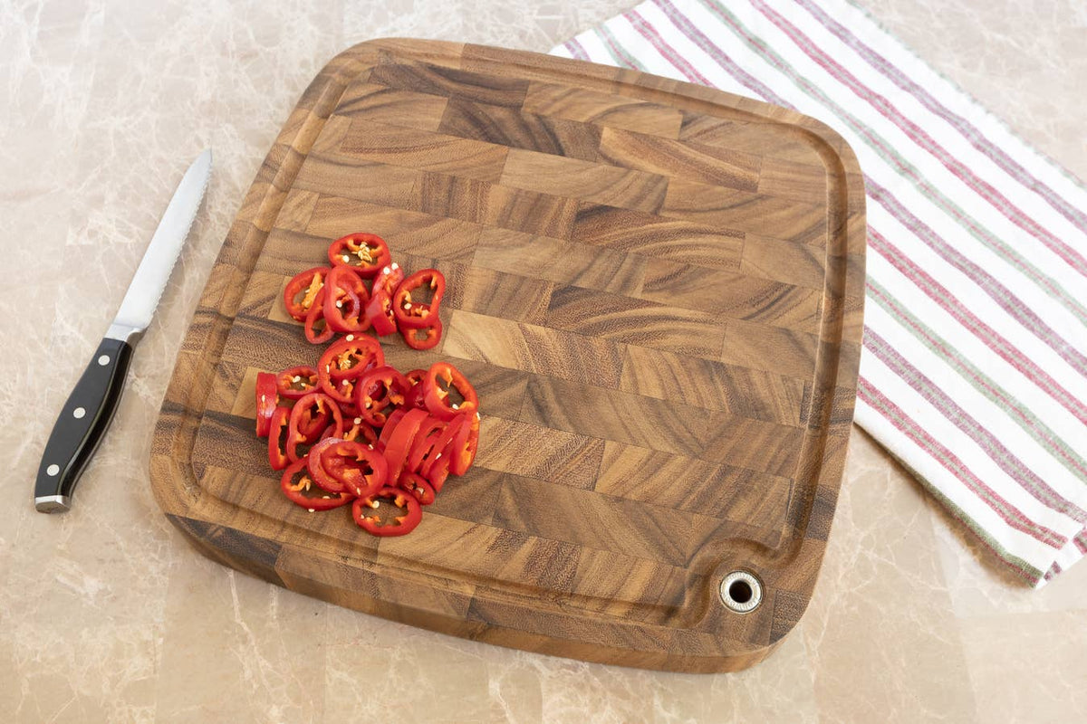Ironwood Carolina Acacia Wood Chopping Board, End Grain, 14"