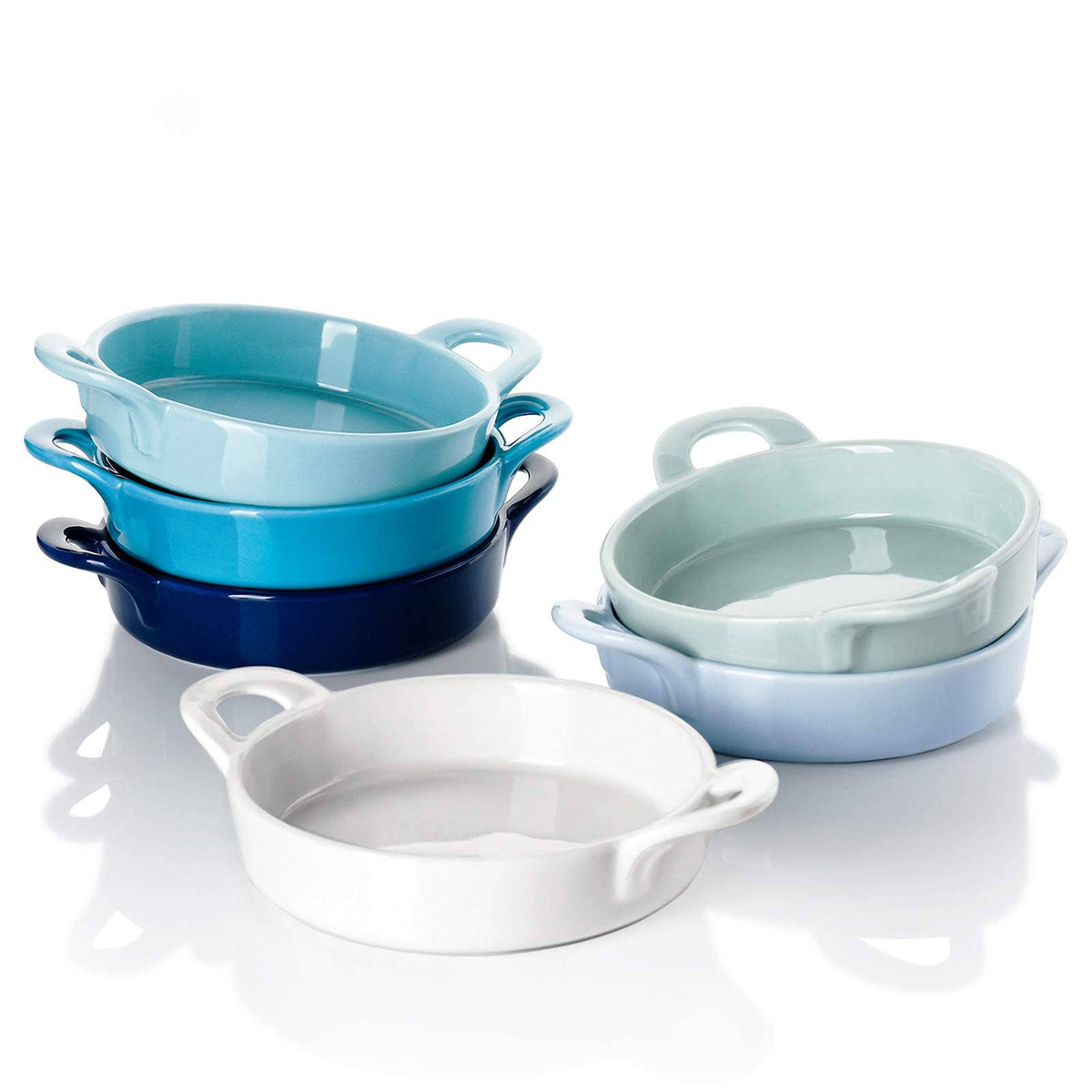 5 Ounce Porcelain Ramekins with Double Handles, Set of 6