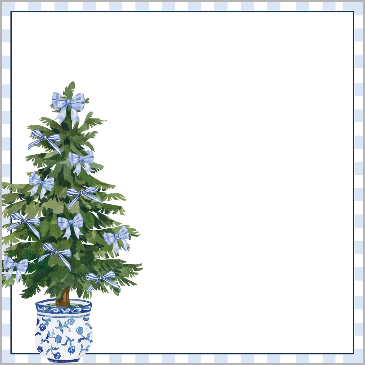 In Stock 8.5x8.5 Blue Bows Christmas Tree Slab Notepad