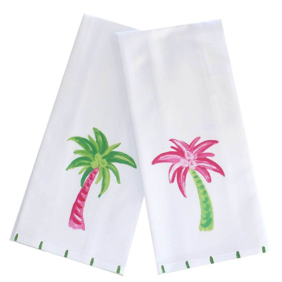 Pink and GreenPalm Tree Tea Towel