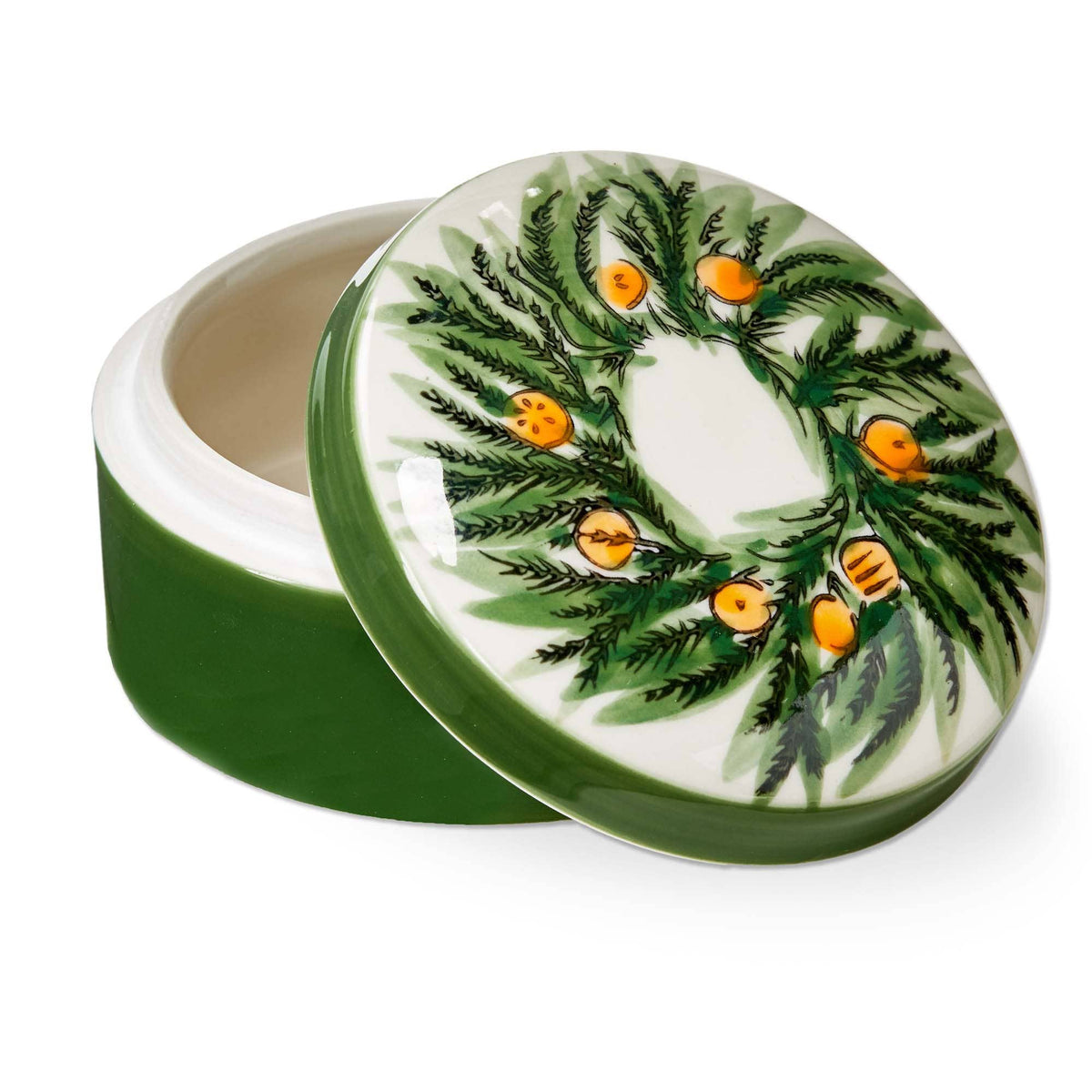 Citrus Grove Trinket Dish Green Multi Stoneware Christmas