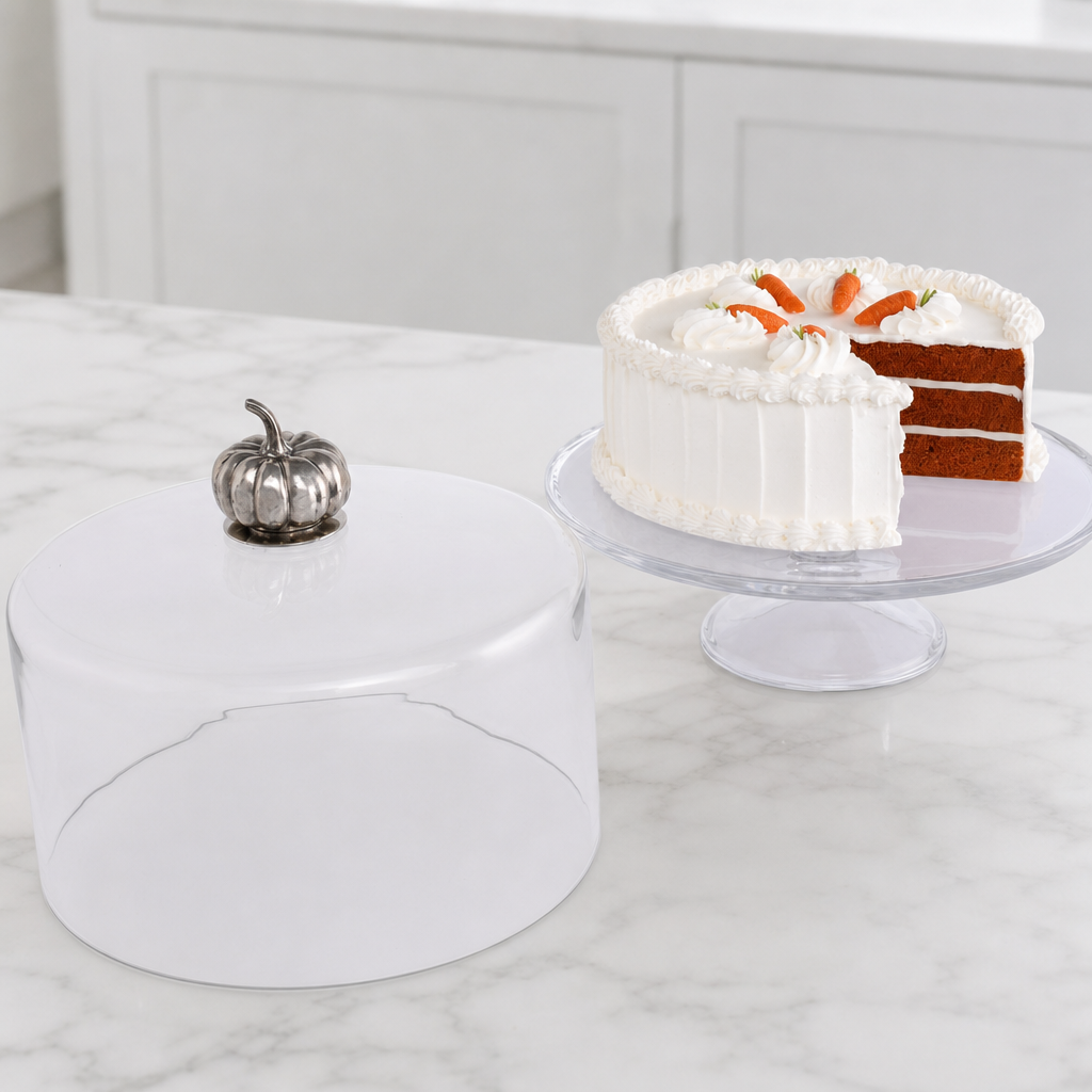 Pumpkin Knob Glass Covered Cake / Dessert Stand