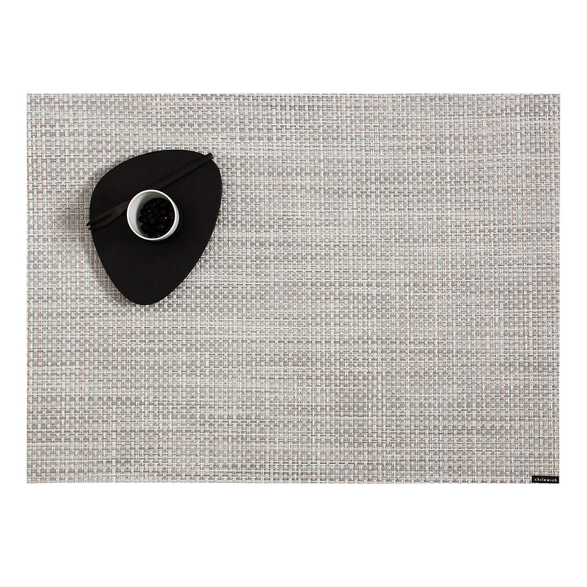 Basketweave Placemats - White/Silver