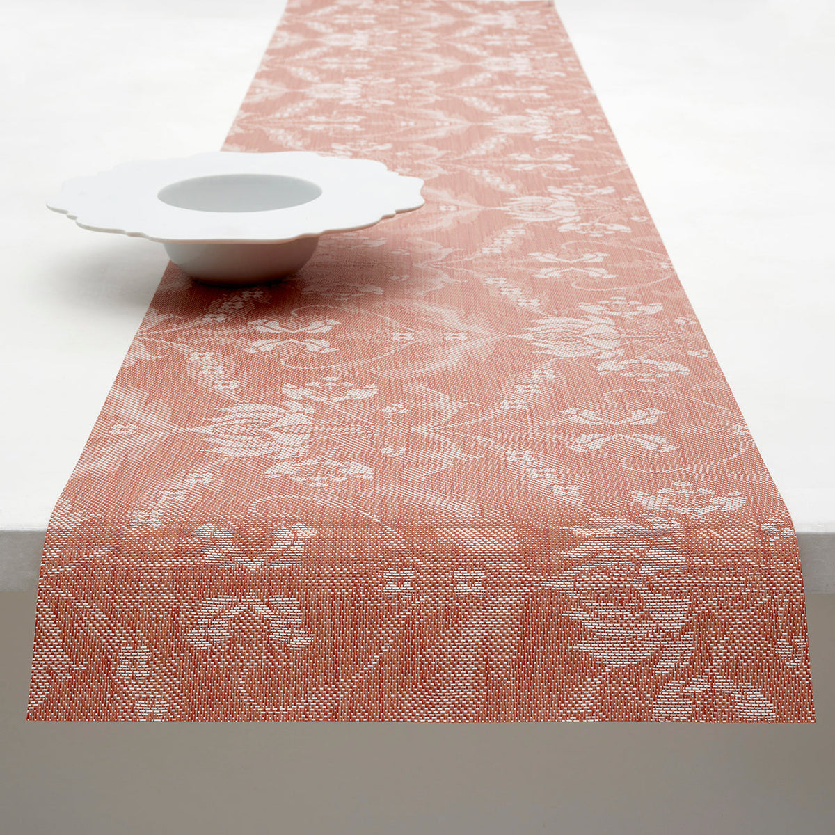 Damask Table Runners - Burnt Coral