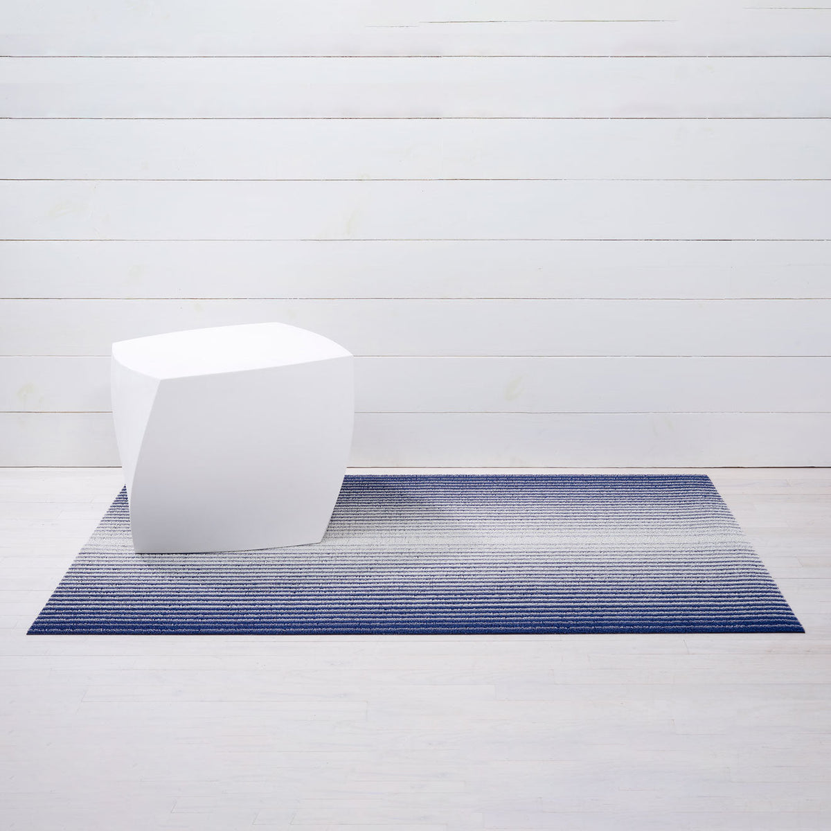 Domino Stripe Shag Mats - Denim