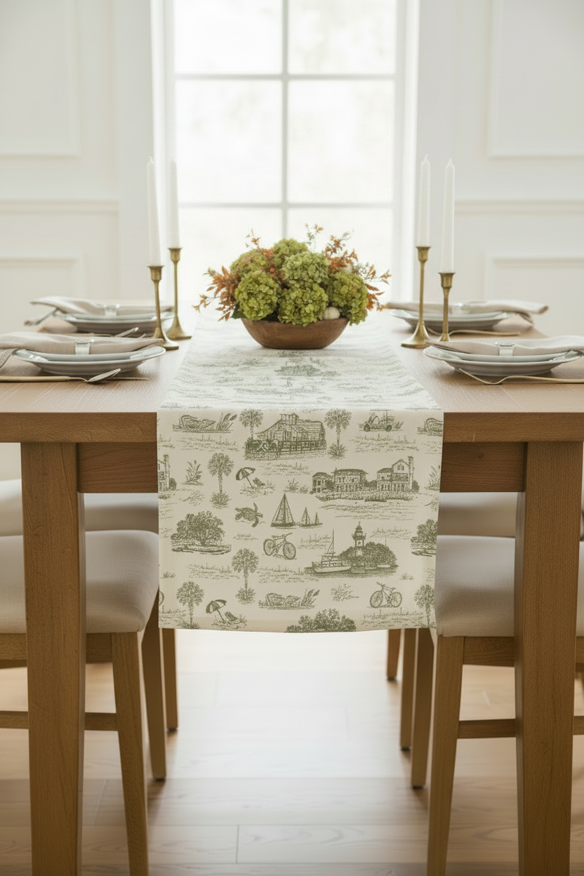 Hilton Head Toile Reversible Table Runner — photo 5