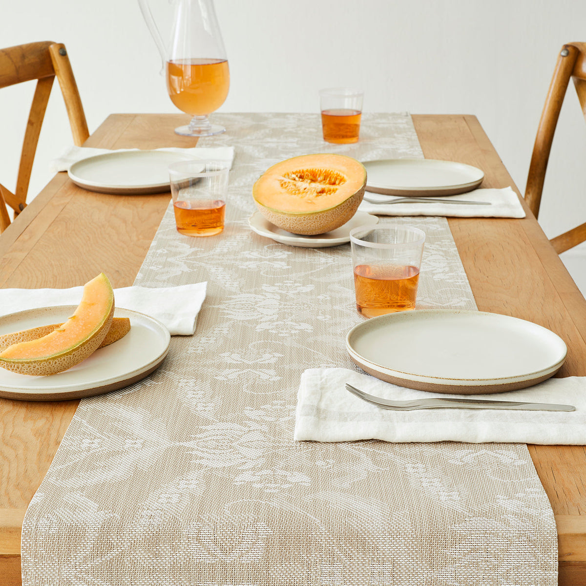 Damask Table Runners - Flax