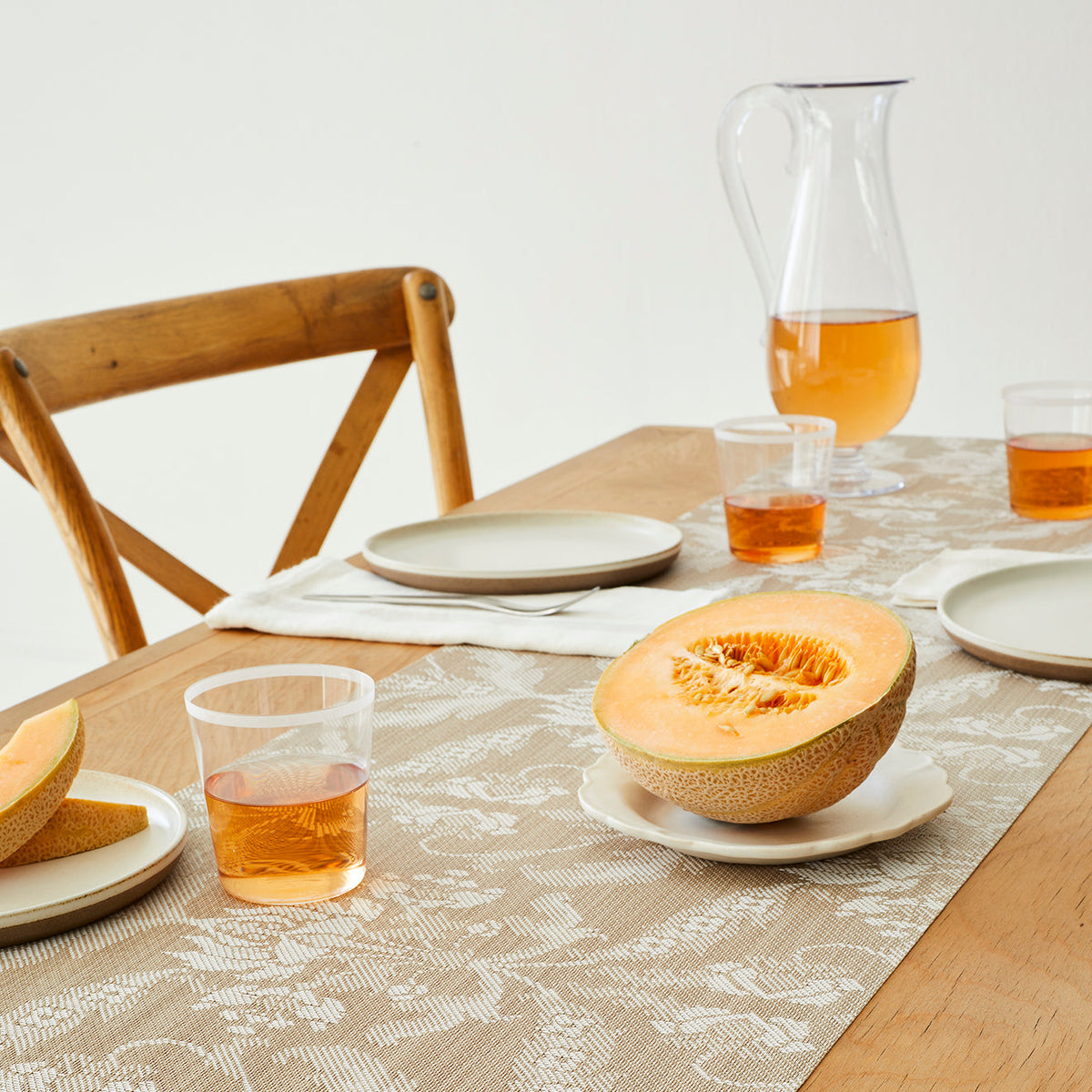Damask Table Runners - Flax