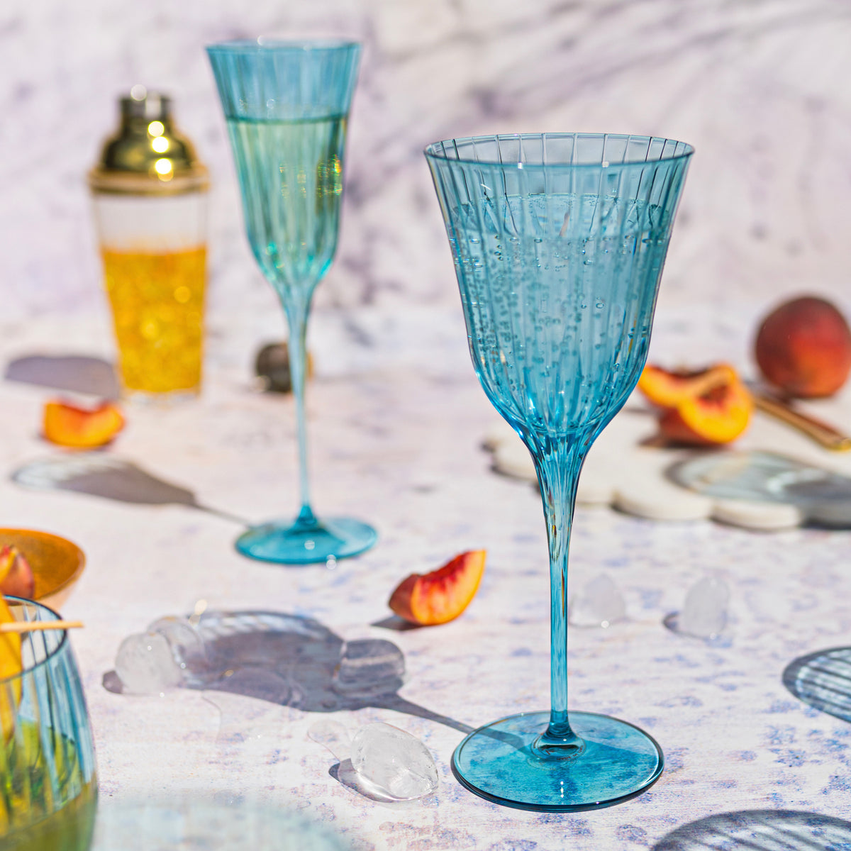 Natalia Teal Water Glass