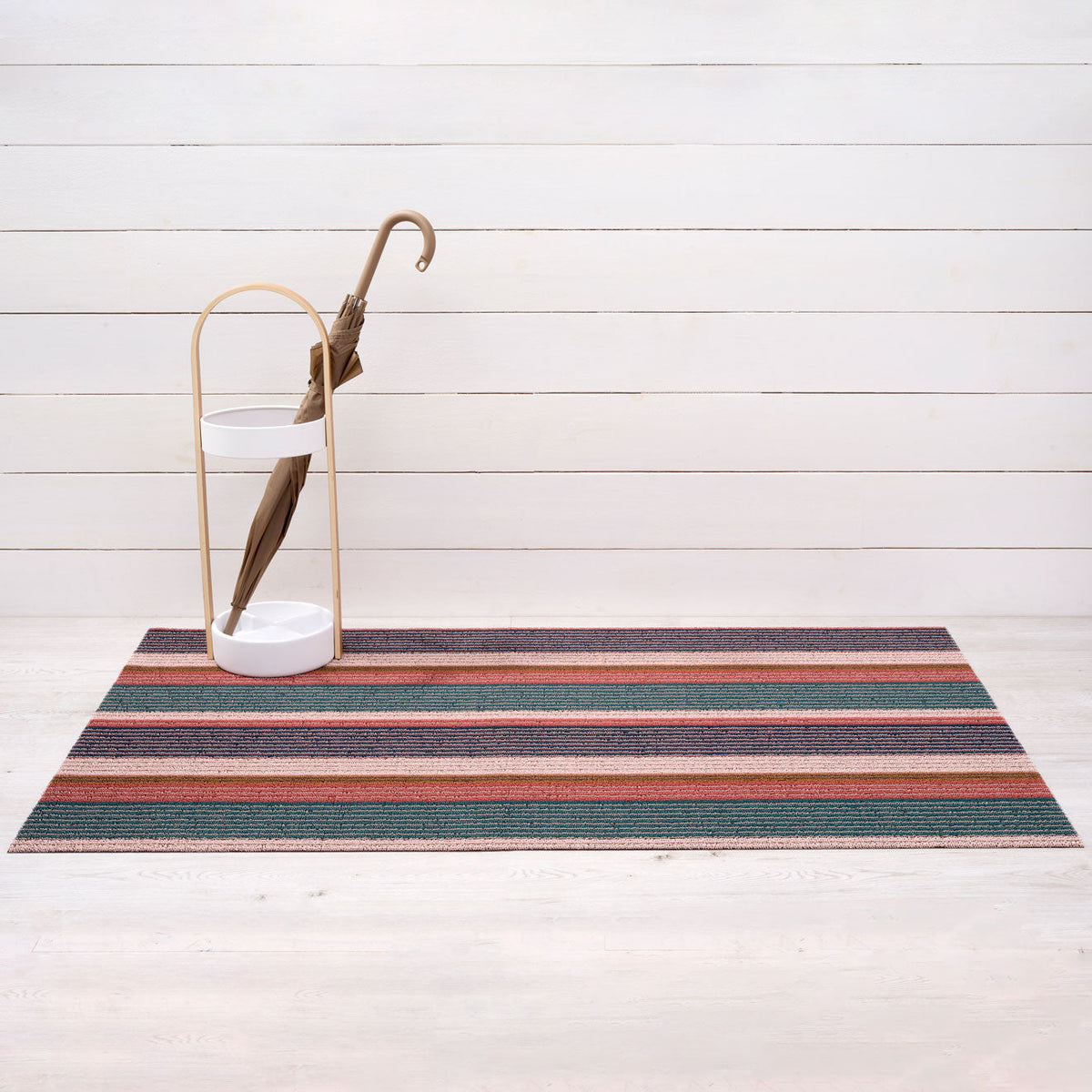 Pleat Stripe Shag Mats - Raspberry