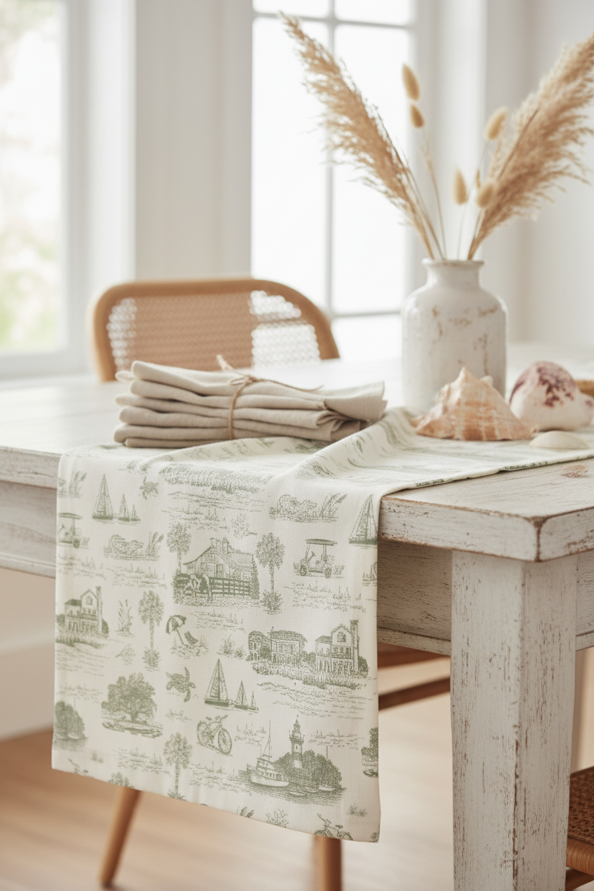 Hilton Head Toile Reversible Table Runner — photo 4
