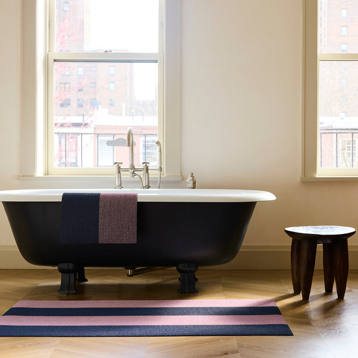 Duo Stripe Shag Mats - Berry
