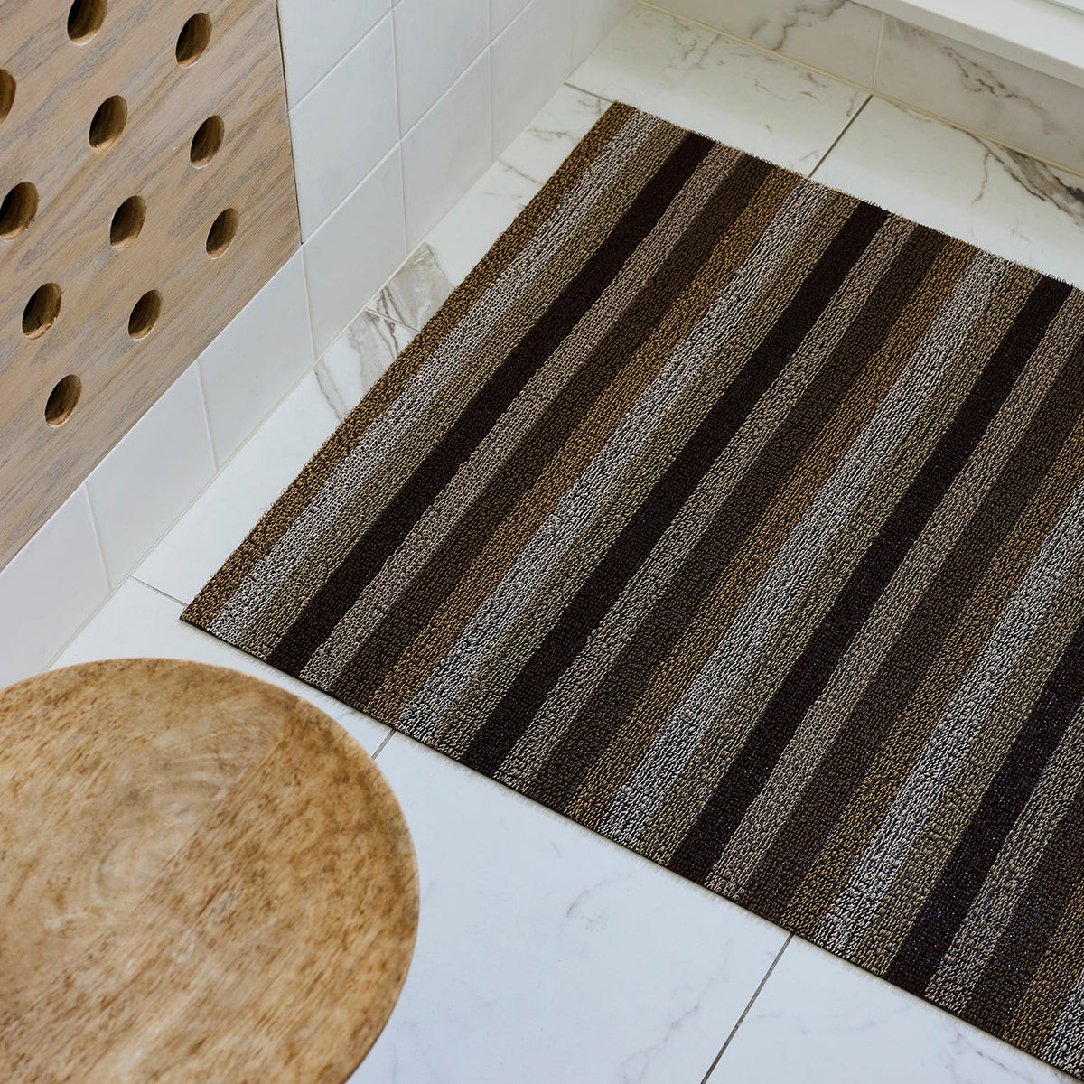 Even Stripe Shag Mats - Mocha