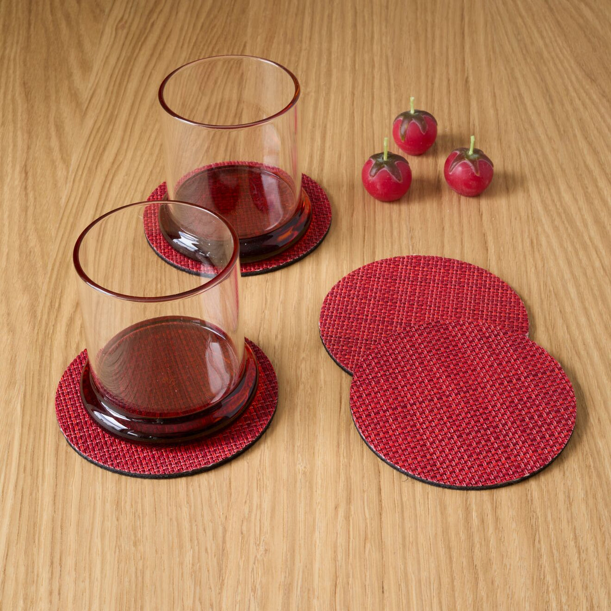 Mini Basketweave Coaster Samples - Scarlet