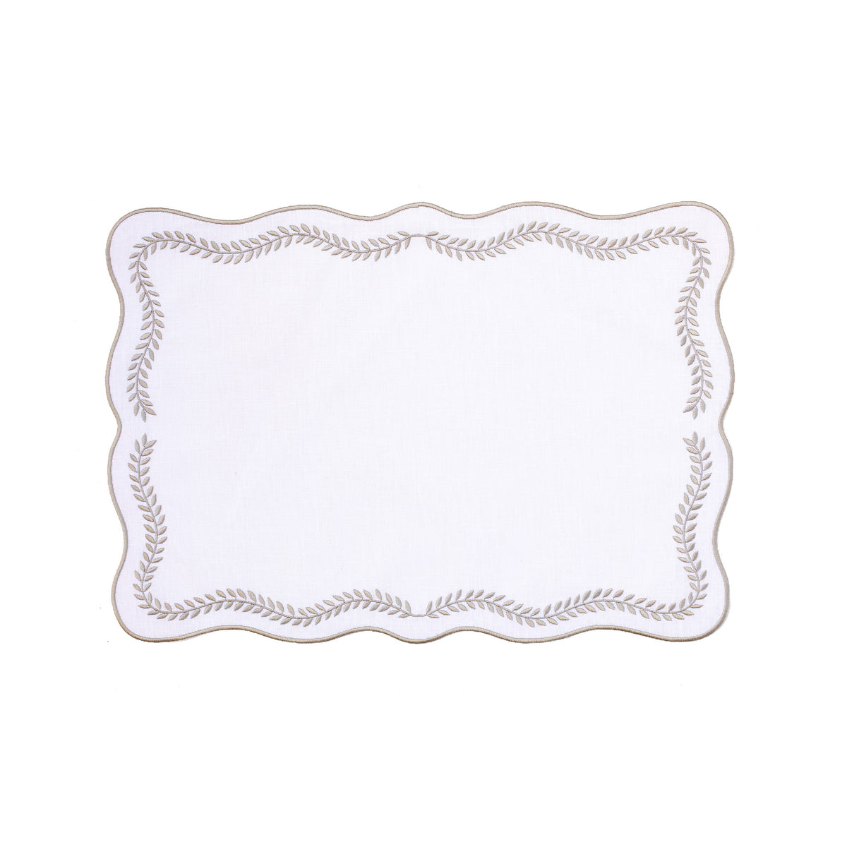 Tessuti White Rectangular Placemats with Natural Ivy - Set of 4