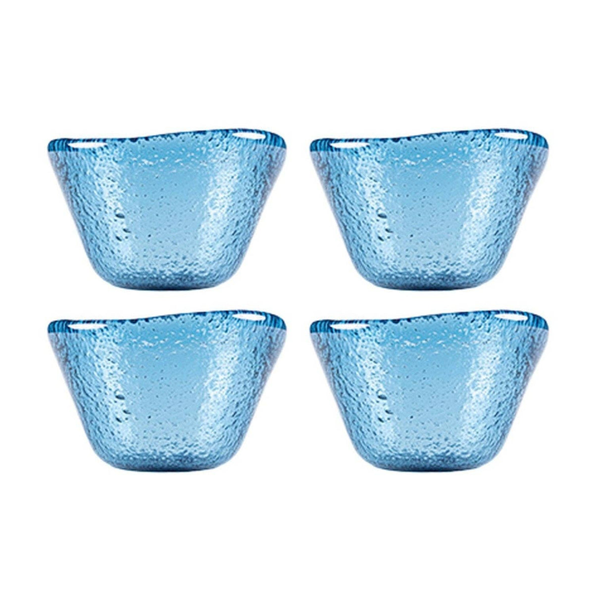 Glass Dinnerware dia.3.25" h:2" 4 oz. Round Transparent Blue Glass Ramekin (Set of 4)