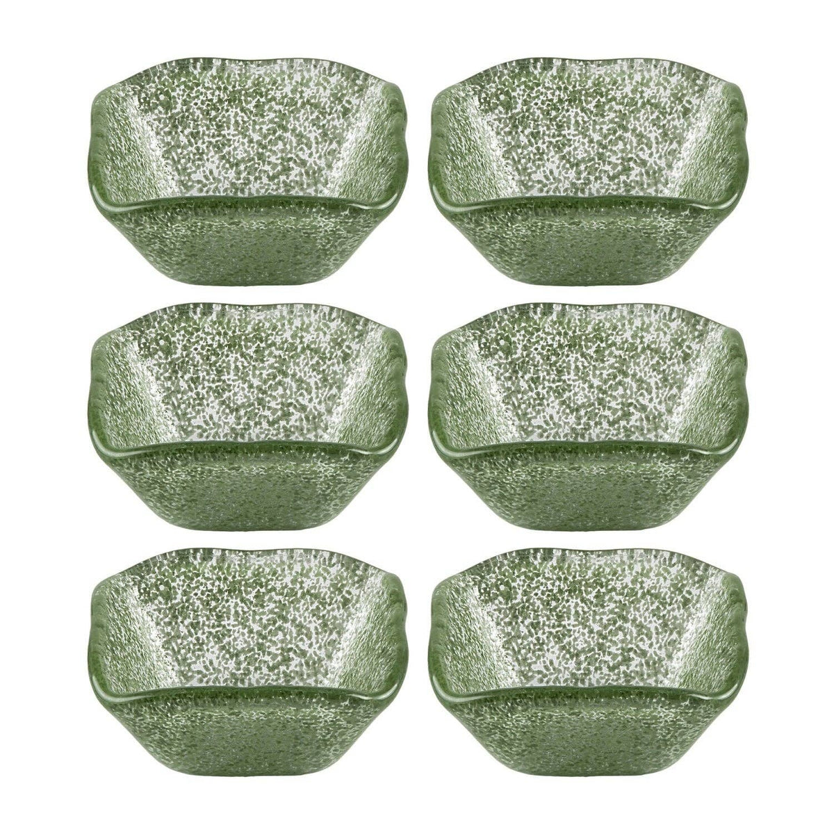 Glass Dinnerware 2.25" x 2.25" x h:1.5" 2 oz. Square Green Glass Ramekin (Set of 6)
