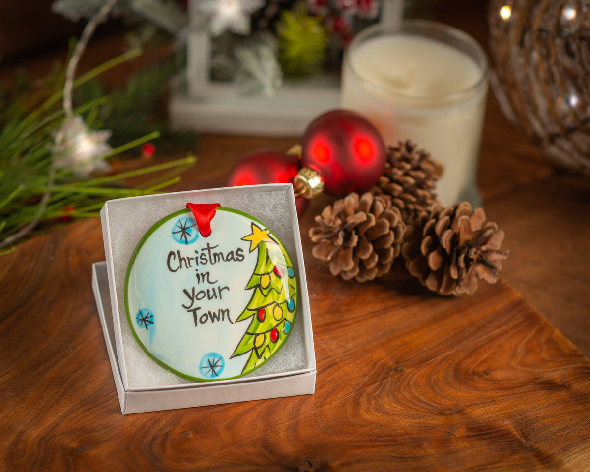 Christmas in Destination Ornament - Hand Painted Ceramic