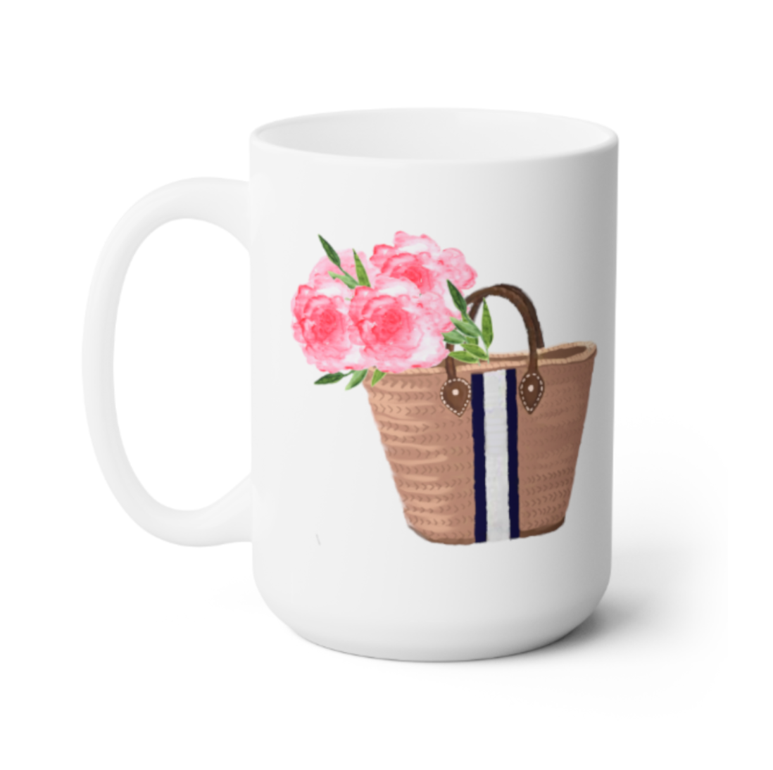 MUG - Straw  Bag with Peonies