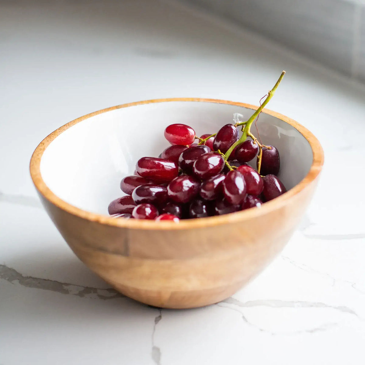 Wood + White Collection Mango Wood Serving Bowl, Medium