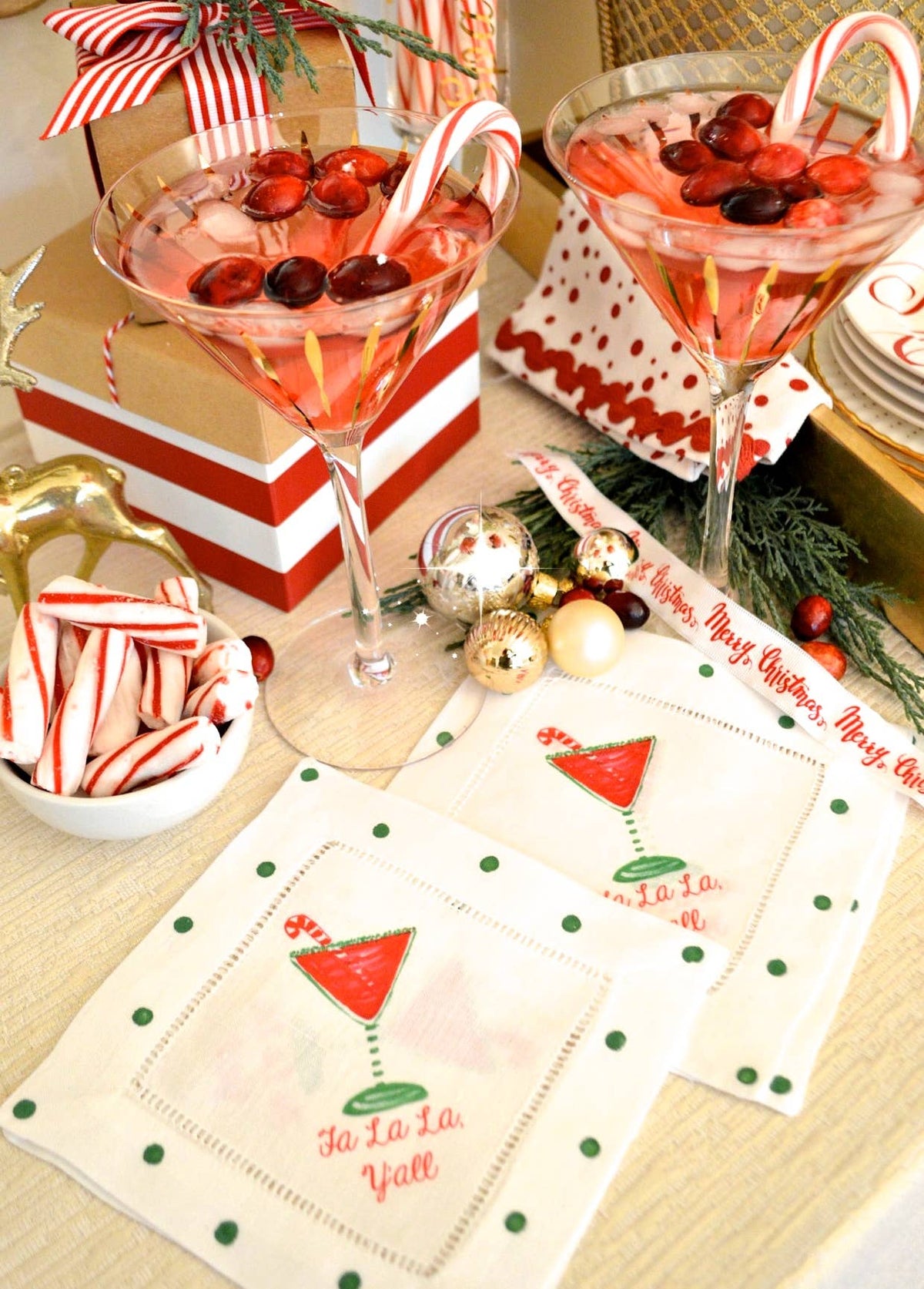 Fa La La, Y'all Cosmo Linen Cocktail Napkins